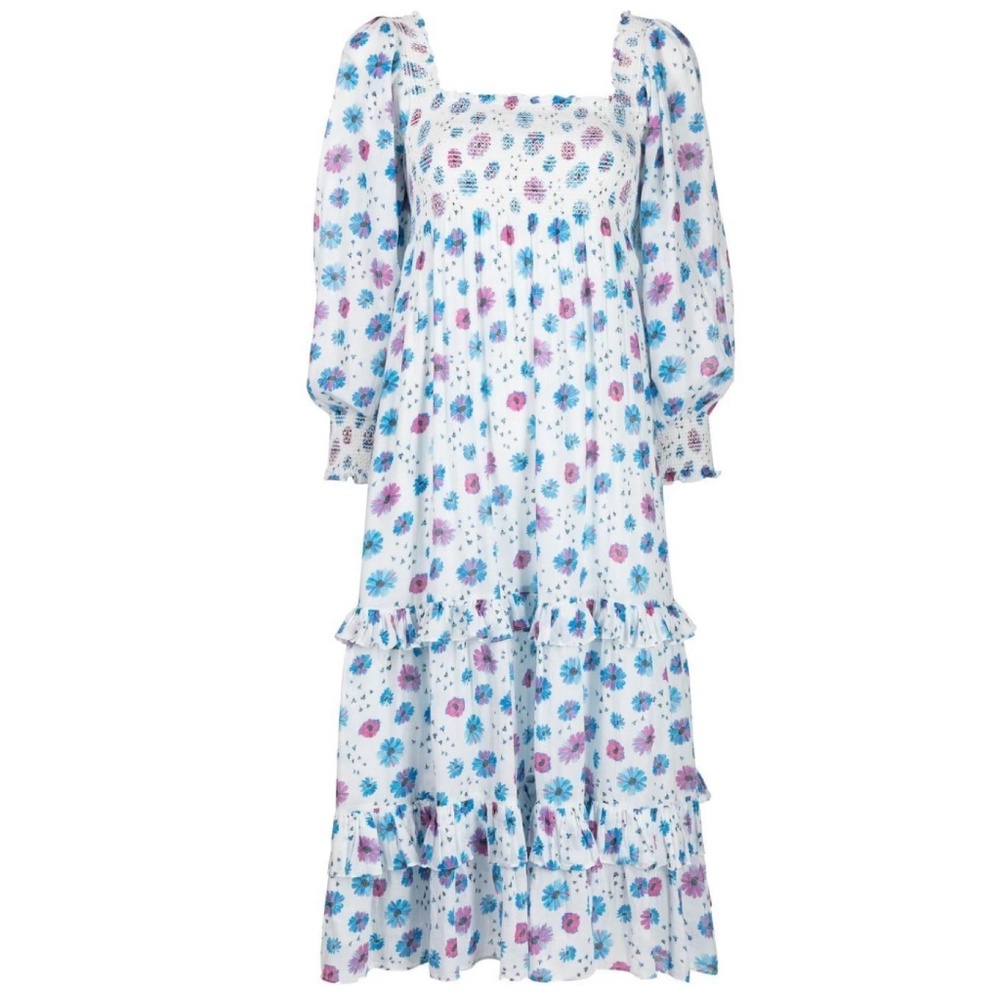 LoveShackFancy floral print tiered midi dress size SMALL